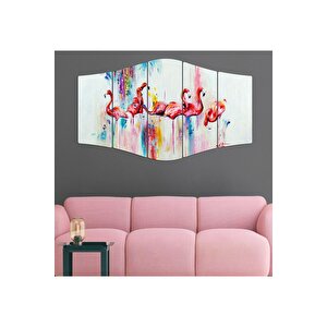 5 Parça İllüstrasyon Flamingo Mdf Tablo  - 5gm-8024 / 100x60