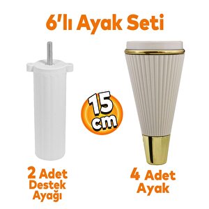 Iron 6'lı Set Mobilya Tv Ünitesi Çekyat Koltuk Kanepe Destek Ayağı 15 Cm Aytaşı Ayakları M8 Civatalı