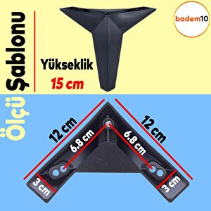 Kale 6'lı Set Mobilya Tv Ünitesi Çekyat Koltuk Kanepe Destek Ayağı 15 Cm Siyah Baza Ayak M8 Civatalı