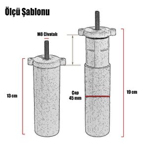 Kale 6'lı Set Mobilya Tv Ünitesi Çekyat Koltuk Kanepe Destek Ayağı 15 Cm Siyah Baza Ayak M8 Civatalı