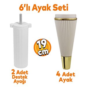 İron 6'lı Set Mobilya Tv Ünitesi Çekyat Koltuk Kanepe Destek Ayağı 19 Cm Aytaşı Ayak M8 Civatalı