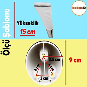 Iron 6'lı Set Mobilya Tv Ünitesi Çekyat Koltuk Kanepe Destek Ayağı 15 Cm Beyaz Ayakları M8 Civatalı