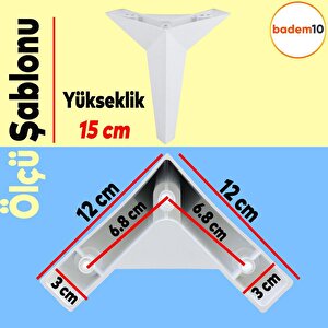 Kale 6'lı Set Mobilya Tv Ünitesi Çekyat Koltuk Kanepe Destek Ayağı 15 Cm Beyaz Baza Ayak M8 Civatalı