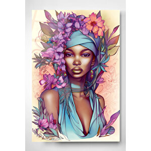 Afrikalı Kadın Cam Tablo, Dekoratif Cam Tablo 101x152 cm