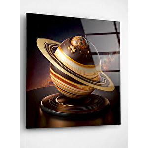 Satürn Cam Tablo, Dekoratif Cam Tablo 30x30 cm