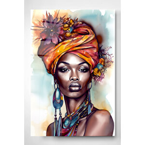 Afrikalı Kadın Cam Tablo, Dekoratif Cam Tablo 80x120 cm