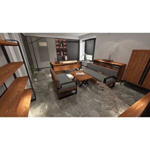 Silver Ahşap Çalışma Masası 160x85x76 Cm-ön Ahşap-antrasit Renk Ayak