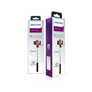 Philips 2023 Yeni Type-c To 3.5mm Jack Dönüştürücü 270 Derece Dönebilen Premium Selfie Çubuğu Pembe