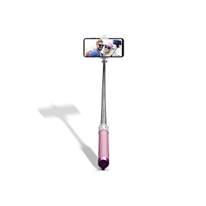 2023 Yeni 3.5mm Kablolu 270 Derece Dönebilen Premium Selfie Çubuğu Pembe