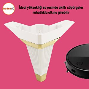 Alcazar Köşe 6'lı Set Mobilya Tv Ünitesi Çekyat Koltuk Kanepe Destek Ayağı 14 Cm Beyaz M8 Civatalı