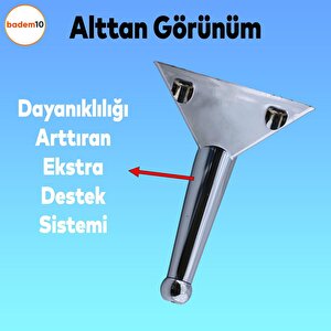 Gonca 6'lı Set Mobilya Tv Ünitesi Çekyat Koltuk Kanepe Destek Ayağı 14 Cm Krom Ayak M8 Civatalı