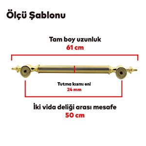 Çukurca Sürgülü Kapı Çekme Kolu Tutma Kulpu Kulbu Çelik Dış Kapı Tutamağı Kol Gol Altın 50 Cm