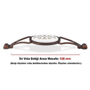 Seçil (128 Mm-12.8 Cm) Eskitme Antik Bakır Metal Mobilya Mutfak Çekmece Dolap Kulpu Kulbu Kulpları