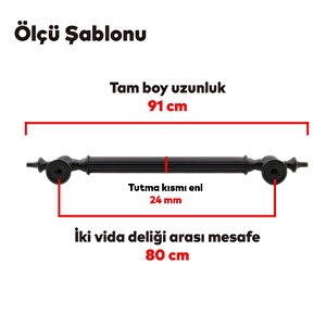 Çukurca Sürgülü Kapı Çekme Kolu Tutma Kulpu Kulbu Çelik Dış Kapı Tutamağı Kol Mat Siyah 80 Cm