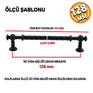 Burgu Mobilya Mutfak Dolabı Çekmece Dolap Kapak Kulpu Kulpları Kulbu (128 Mm-12.8 Cm) Mat Siyah Kulp