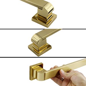 Bersel Sürgülü Kapı Çekme Kolu Tutma Kulpu Kulbu Çelik Dış Kapı Tutamağı Gold Altın 60 Cm