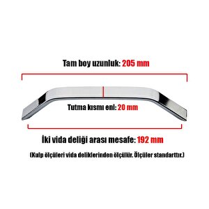 Soma Çekmece Dolap Kapak Kulpu Kulbu 192 Mm Parlak Metal Kulp
