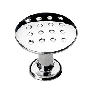 Noktalı Düğme Mobilya Çekmece Dolap Kapak Kulpu Kulbu Krom Metal Daire Kulp Tek Vidalı