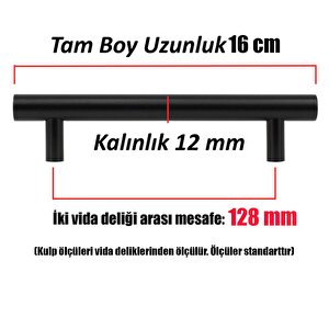 Beretta Mobilya Dolap Kapak Çekmece Kulpu Mat Siyah Metal 128 Mm
