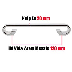 Barida Mobilya Dolap Kapak Çekmece Kulpu Krom Metal 128 Mm (10 Adet)