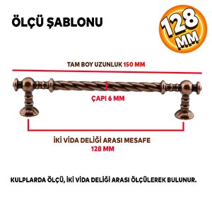 Burgu Eskitme Antik Bakır (128 Mm-12.8 Cm) Metal Mobilya Mutfak Çekmece Dolap Kulpu Kulbu Kulpları