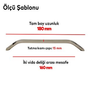 Volga Mobilya Dolap Kapak Çekmece Kulpu Kulbu 160 Mm İnox Metal Kulp
