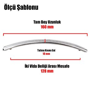 Biryalı Mobilya Çekmece Mutfak Dolap Dolabı Kapak Kulpu Kulbu (128 Mm-12.8 Cm) Krom Metal Kulpları