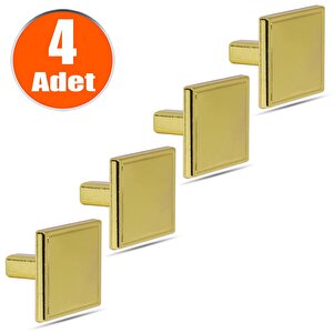 Düğme Kulp Kare Çekmece Dolap Dolabı Kapak Kulpu Kulpları Kulbu Metal Gold (4 Adet) Mobilya Mutfak