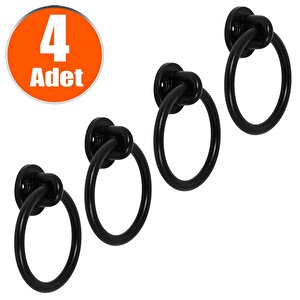 Sarkaç Dolap Dolabı Çekmece Kulpu Kulpları Kulbu Mat Siyah Metal Halka Kulp (4 Adet) Mobilya Mutfak