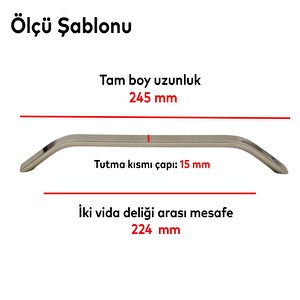 Volga Mobilya Dolap Kapak Çekmece Kulpu Kulbu 224 Mm İnox Metal Kulp