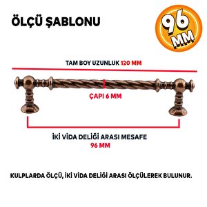 Burgu Mobilya Mutfak Dolabı Çekmece Dolap Kapak Kulpu Kulbu Antik Bakır 96 Mm Metal Kulp