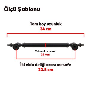 Çukurca Çekme Kolu Kapı Tutma Kulbu 22.5 Cm Mat Siyah Metal Kulp Kapı Tutamağı