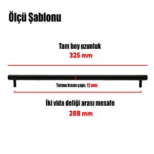 Hitit Çekmece Dolap Kapak Kulpu Kulbu 288 Mm Mat Siyah Metal Kulp