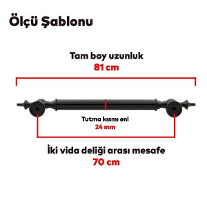 Çukurca Sürgülü Kapı Çekme Kolu Tutma Kulpu Kulbu Çelik Dış Kapı Tutamağı Kol Mat Siyah 70 Cm