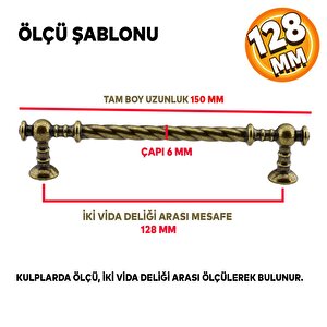 Burgu Eskitme Antik Sarı(128 Mm-12.8 Cm) Metal Mobilya Mutfak Çekmece Dolap Kulpu Kulbu Kulpları