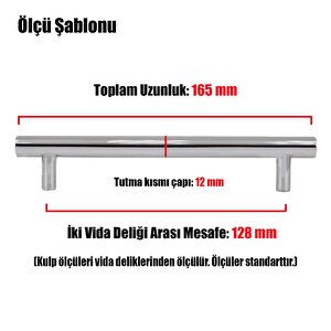 Beretta Çekmece Dolap Dolabı Kulpu Kulbu (128 Mm-12.8 Cm) Parlak Krom Metal Kulpları Mobilya Mutfak
