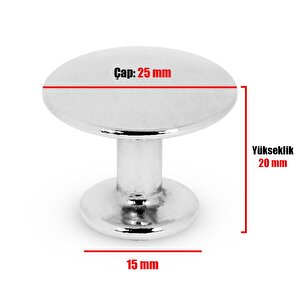 Düğme Mobilya Çekmece Dolap Kapak Kulpu Kulbu Krom Metal Daire Kulp Tek Vidalı