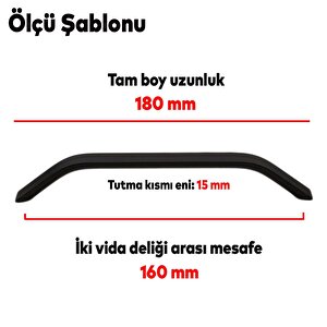 Volga Mobilya Mutfak Dolap Dolabı Çekmece Kulpu Kulbu (160 Mm-16.0 Cm) Mat Siyah Metal Kulp Kulpları