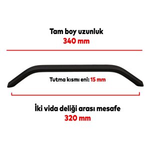 Volga Mobilya Dolap Kapak Çekmece Kulpu Kulbu 320 Mm Mat Siyah Metal Kulp