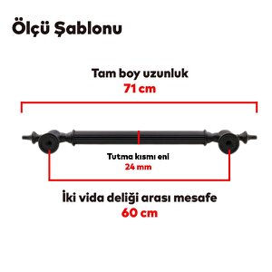 Çukurca Sürgülü Kapı Çekme Kolu Tutma Kulpu Kulbu Çelik Dış Kapı Tutamağı Kol Mat Siyah 60 Cm