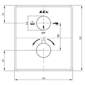 Eca Termostatik Ankastre Banyo Bataryası Sıva Üstü 2 Yollu 102167215-kde