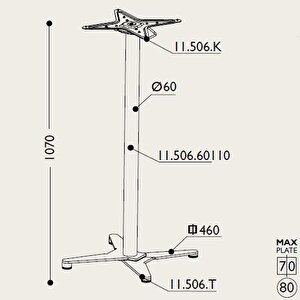 Toplanır Masa Ayağı 11.506.60110 - Taban 46*46cm 110cm