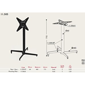 Toplanır Masa Ayağı 11.505 - Taban 46*46cm