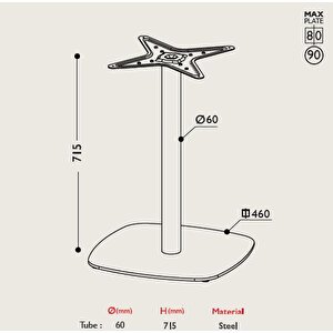 Tablalı Masa Ayağı 11.221 - Taban Çapı 46cm Siyah