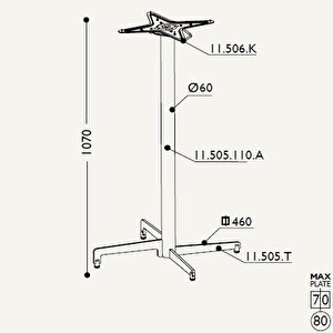 Toplanır Masa Ayağı 11.505.110 - Taban 46*46cm 110cm