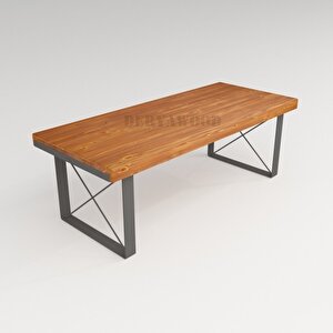 Masif Ahşap Lotus Toplantı Masası Gri Ayak 120*280*76 Cm