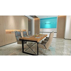 Masif Ahşap Lotus Toplantı Masası 110*260*76 Cm