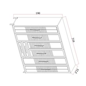 Tocco-platin 6 Kapaklı Country Gardırop