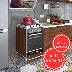Kenzlife Ankastre Modülü Kabini Krom Cvz Fırın Ocak Dolabı Kapaklı Ayaklı Sabit Tabla
