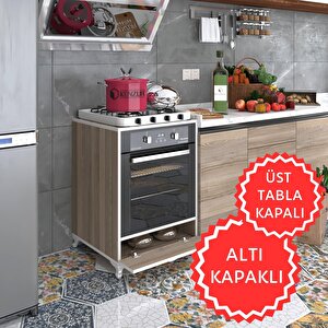 Kenzlife Ankastre Modülü Kabini Krom Crd Fırın Ocak Dolabı Kapaklı Ayaklı Sabit Tabla
